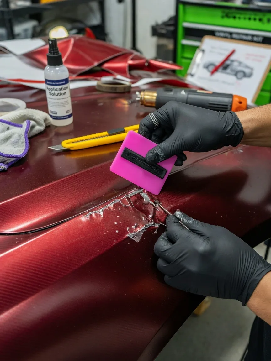 Digital color shift mapping across body panels showing instant wrap preview transformation